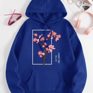 Hip Hop Harajuku Vintage Tarzı  Kiraz Ağacı Tam Çiçek Gri