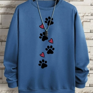 Hip Hop Harajuku Vintage Tarzı  Köpek pençe baskı aşk komik baskı  Gri