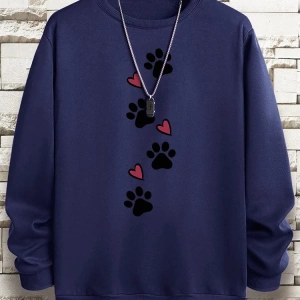 Hip Hop Harajuku Vintage Tarzı  Köpek pençe baskı aşk komik baskı  Gri