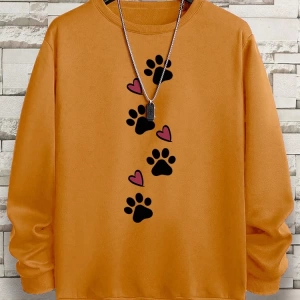 Hip Hop Harajuku Vintage Tarzı  Köpek pençe baskı aşk komik baskı  Gri