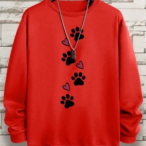 Hip Hop Harajuku Vintage Tarzı  Köpek pençe baskı aşk komik baskı  Gri