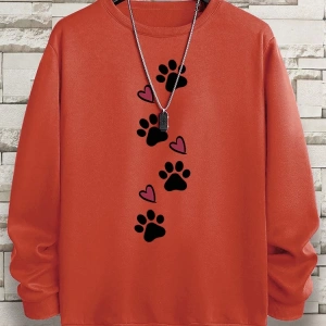 Hip Hop Harajuku Vintage Tarzı  Köpek pençe baskı aşk komik baskı  Gri
