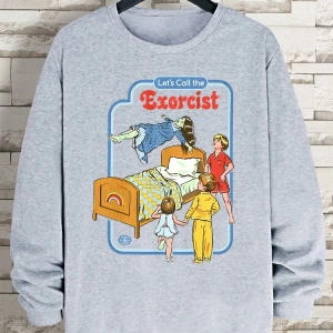 Hip Hop Harajuku Vintage Tarzı  LetS Call The Exorcist  Gri