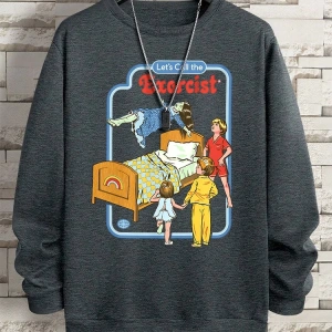 Hip Hop Harajuku Vintage Tarzı  LetS Call The Exorcist  Gri