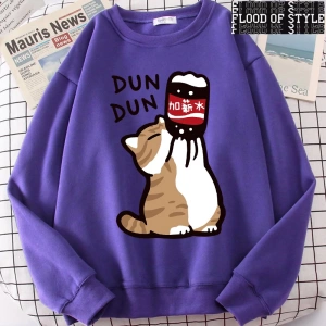 Hip Hop Harajuku Vintage Tarzı  Maaş Artış Eğlenceli Kedi Sevimli  Gri