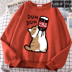 Hip Hop Harajuku Vintage Tarzı  Maaş Artış Eğlenceli Kedi Sevimli  Gri