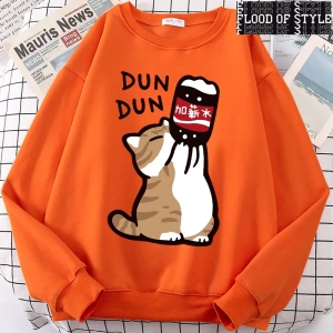 Hip Hop Harajuku Vintage Tarzı  Maaş Artış Eğlenceli Kedi Sevimli  Gri