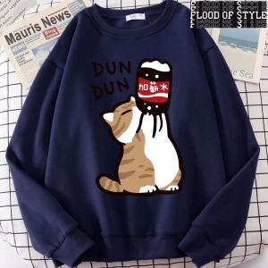 Hip Hop Harajuku Vintage Tarzı  Maaş Artış Eğlenceli Kedi Sevimli  Gri