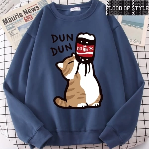 Hip Hop Harajuku Vintage Tarzı  Maaş Artış Eğlenceli Kedi Sevimli  Gri