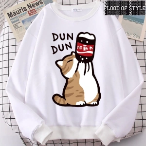 Hip Hop Harajuku Vintage Tarzı  Maaş Artış Eğlenceli Kedi Sevimli  Gri
