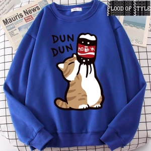 Hip Hop Harajuku Vintage Tarzı  Maaş Artış Eğlenceli Kedi Sevimli  Gri