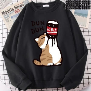 Hip Hop Harajuku Vintage Tarzı  Maaş Artış Eğlenceli Kedi Sevimli  Gri