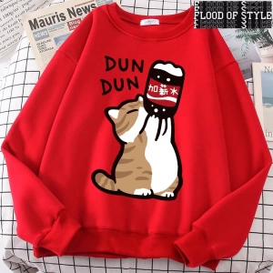 Hip Hop Harajuku Vintage Tarzı  Maaş Artış Eğlenceli Kedi Sevimli  Gri