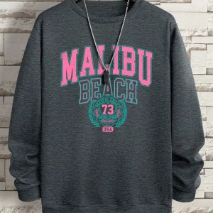 Hip Hop Harajuku Vintage Tarzı  Malibu plaj 79 abd komik  Gri