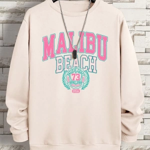 Hip Hop Harajuku Vintage Tarzı  Malibu plaj 79 abd komik  Gri