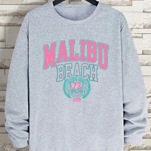 Hip Hop Harajuku Vintage Tarzı  Malibu plaj 79 abd komik  Gri