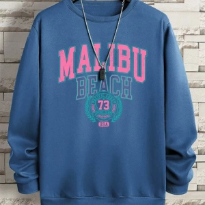 Hip Hop Harajuku Vintage Tarzı  Malibu plaj 79 abd komik  Gri