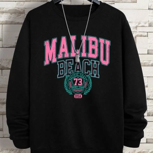 Hip Hop Harajuku Vintage Tarzı  Malibu plaj 79 abd komik  Gri