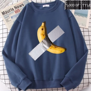 Hip Hop Harajuku Vintage Tarzı  Muz Eğlenceli Sevimli  Gri
