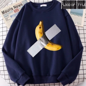 Hip Hop Harajuku Vintage Tarzı  Muz Eğlenceli Sevimli  Gri