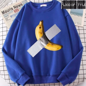 Hip Hop Harajuku Vintage Tarzı  Muz Eğlenceli Sevimli  Gri