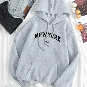 Hip Hop Harajuku Vintage Tarzı  New York abd şehir mektup Gri