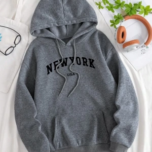 Hip Hop Harajuku Vintage Tarzı  New York abd şehir mektup Gri