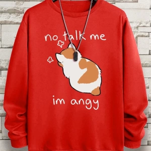 Hip Hop Harajuku Vintage Tarzı  No Talk Me Im Angy sevimli kedi  Gri