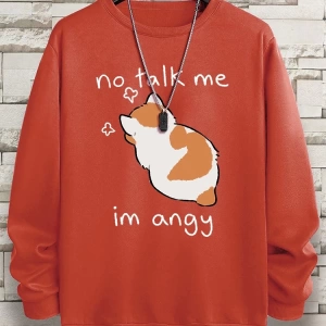 Hip Hop Harajuku Vintage Tarzı  No Talk Me Im Angy sevimli kedi  Gri