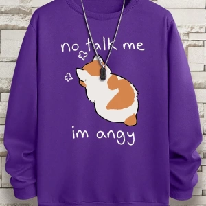 Hip Hop Harajuku Vintage Tarzı  No Talk Me Im Angy sevimli kedi  Gri