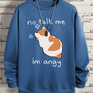 Hip Hop Harajuku Vintage Tarzı  No Talk Me Im Angy sevimli kedi  Gri