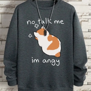 Hip Hop Harajuku Vintage Tarzı  No Talk Me Im Angy sevimli kedi  Gri