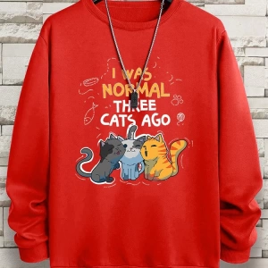 Hip Hop Harajuku Vintage Tarzı  Normaldim Üç Kedi Önce Adam  Gri