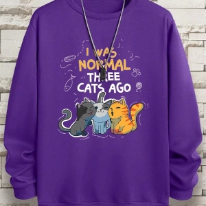 Hip Hop Harajuku Vintage Tarzı  Normaldim Üç Kedi Önce Adam  Gri
