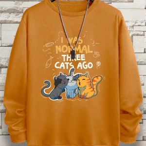 Hip Hop Harajuku Vintage Tarzı  Normaldim Üç Kedi Önce Adam  Gri