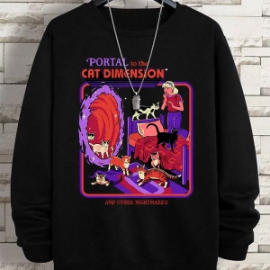 Hip Hop Harajuku Vintage Tarzı  Portal Kedi Boyut  Gri
