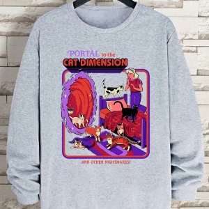 Hip Hop Harajuku Vintage Tarzı  Portal Kedi Boyut  Gri
