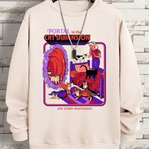 Hip Hop Harajuku Vintage Tarzı  Portal Kedi Boyut  Gri