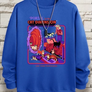 Hip Hop Harajuku Vintage Tarzı  Portal Kedi Boyut  Gri