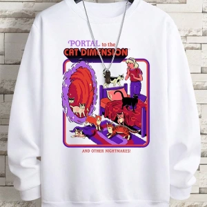 Hip Hop Harajuku Vintage Tarzı  Portal Kedi Boyut  Gri