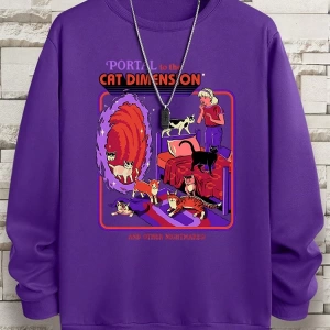 Hip Hop Harajuku Vintage Tarzı  Portal Kedi Boyut  Gri