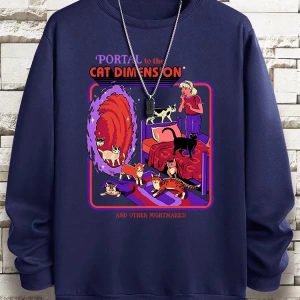Hip Hop Harajuku Vintage Tarzı  Portal Kedi Boyut  Gri