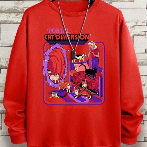 Hip Hop Harajuku Vintage Tarzı  Portal Kedi Boyut  Gri