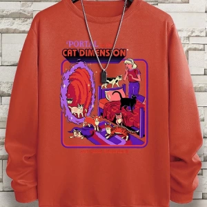 Hip Hop Harajuku Vintage Tarzı  Portal Kedi Boyut  Gri