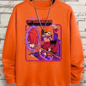 Hip Hop Harajuku Vintage Tarzı  Portal Kedi Boyut  Gri