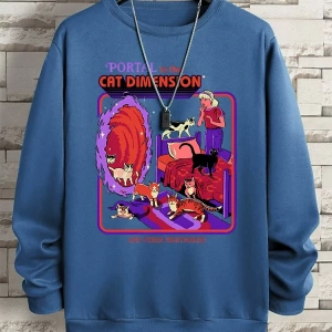 Hip Hop Harajuku Vintage Tarzı  Portal Kedi Boyut  Gri