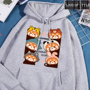 Hip Hop Harajuku Vintage Tarzı  Redpanda Cosplay kulübü Gri