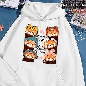 Hip Hop Harajuku Vintage Tarzı  Redpanda Cosplay kulübü Gri