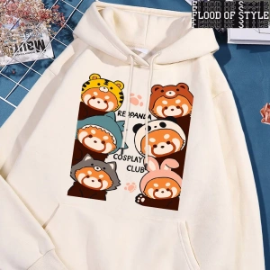 Hip Hop Harajuku Vintage Tarzı  Redpanda Cosplay kulübü Gri