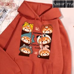 Hip Hop Harajuku Vintage Tarzı  Redpanda Cosplay kulübü Gri